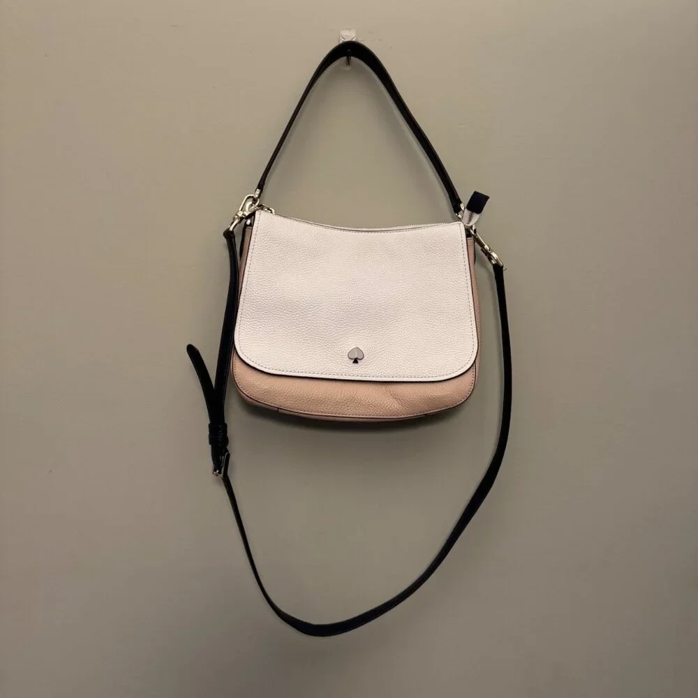 Kate Spade New York Polly Convertible Flap Leather Handbag Blush Medium Dust Bag - Picture 5 of 16